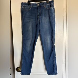 Seven7 Tummyless High Rise Skinny Jeans Dark Wash size 16 denim